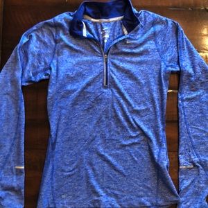 NIKE women’s dry fit workout half zip blue